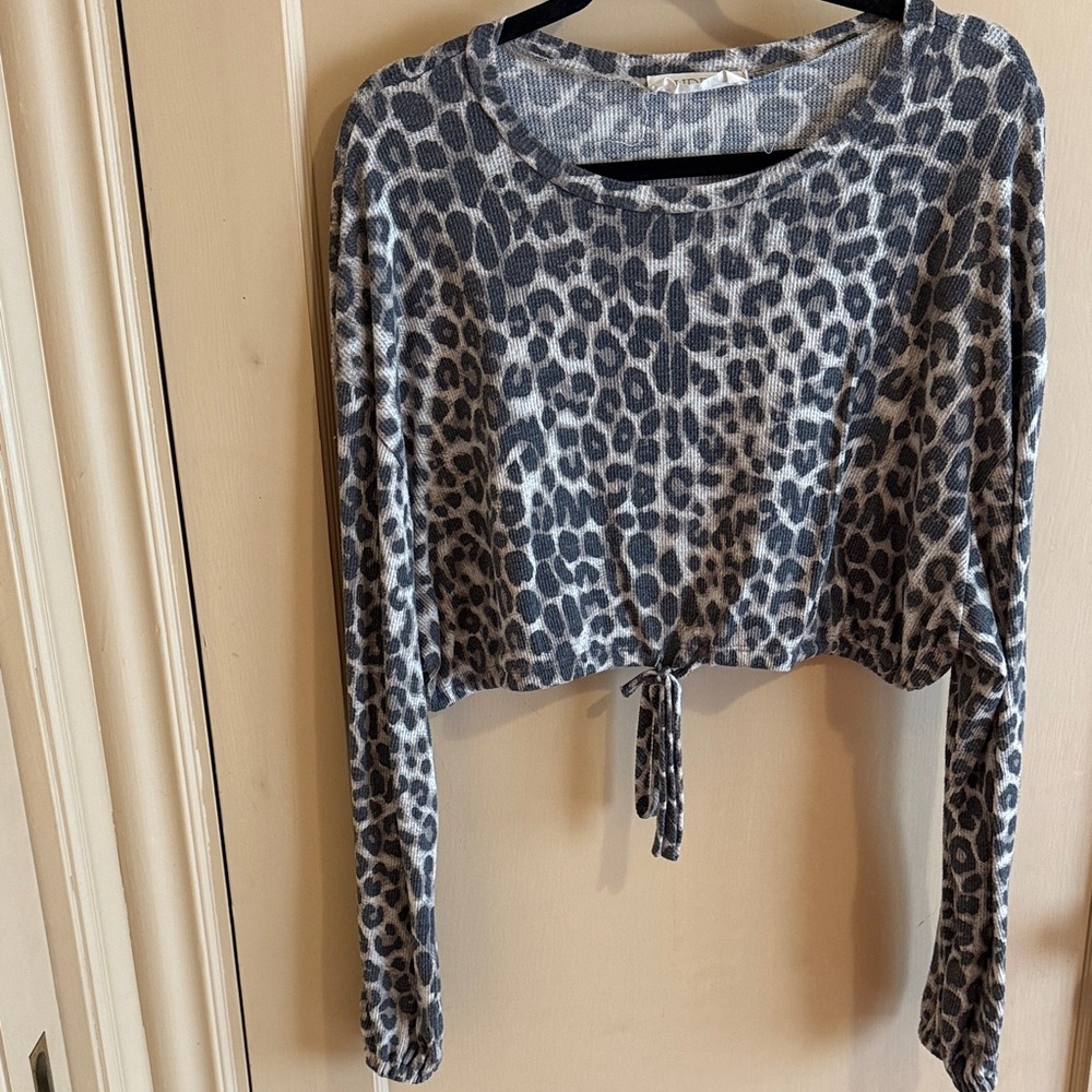 Audrey Black and Gray Animal Print Blouse